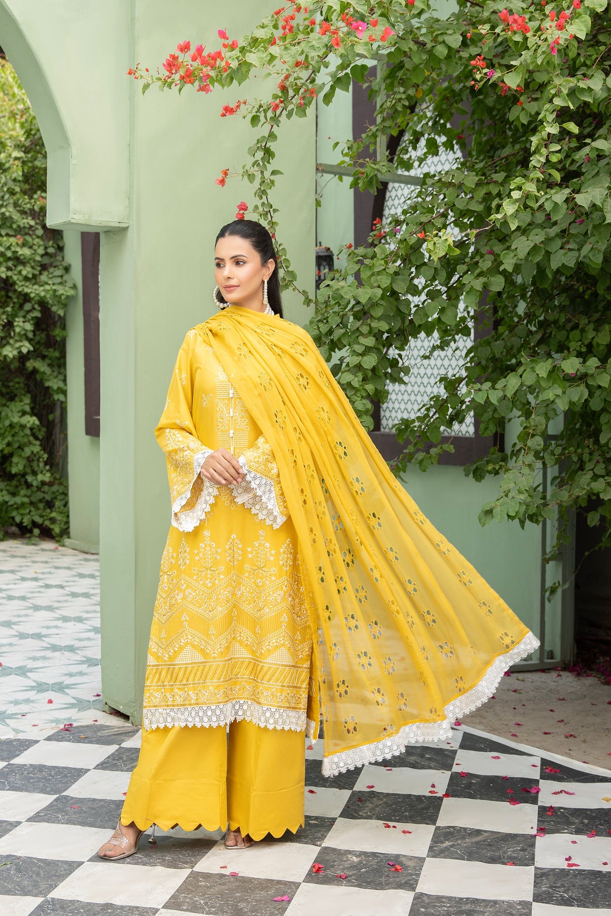 3-PC Unstitched Lawn Embroidered Shirt Crinkle Embroidered Dupatta Zimal By Wania | WL-430