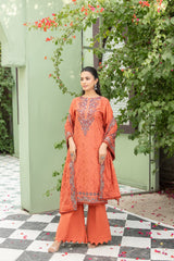 3-PC Unstitched Lawn Embroidered Shirt Crinkle Embroidered Dupatta Zimal By Wania | WL-423