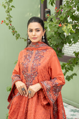 3-PC Unstitched Lawn Embroidered Shirt Crinkle Embroidered Dupatta Zimal By Wania | WL-423