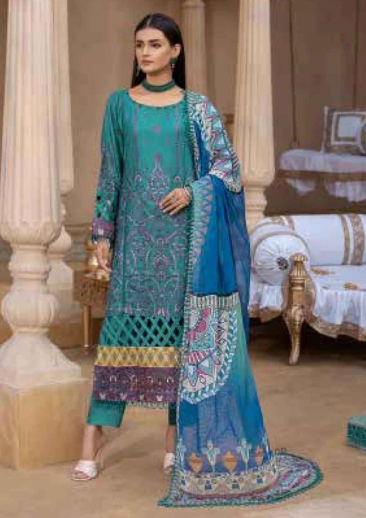 WP 310 Unstitched Pure Viscose Embroidered - 3PC - Kashish By Wania