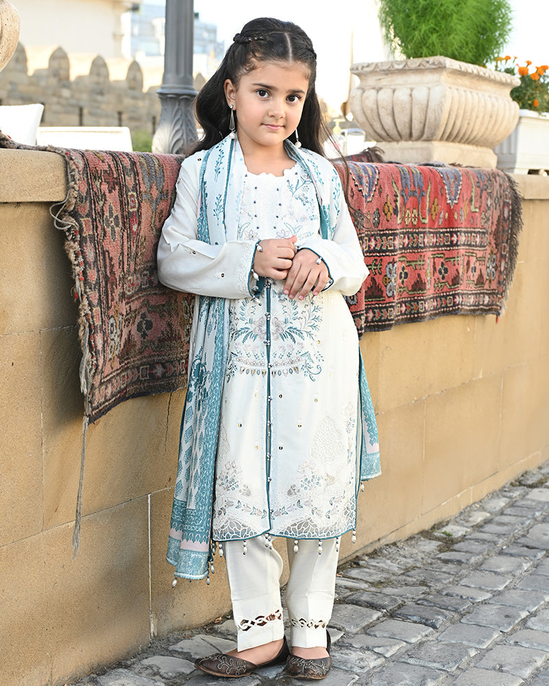 3-PC Stitched Baku Echoes Luxury Linen Mommy & Me By Allys | Kids-AL-1116