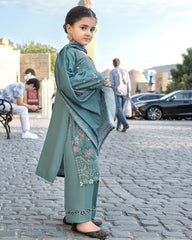 3-PC Stitched Baku Echoes Luxury Linen Mommy & Me By Allys | Kids-AL-1114