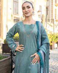3-PC Stitched Baku Echoes Luxury Linen Mommy & Me By Allys | AL-1114
