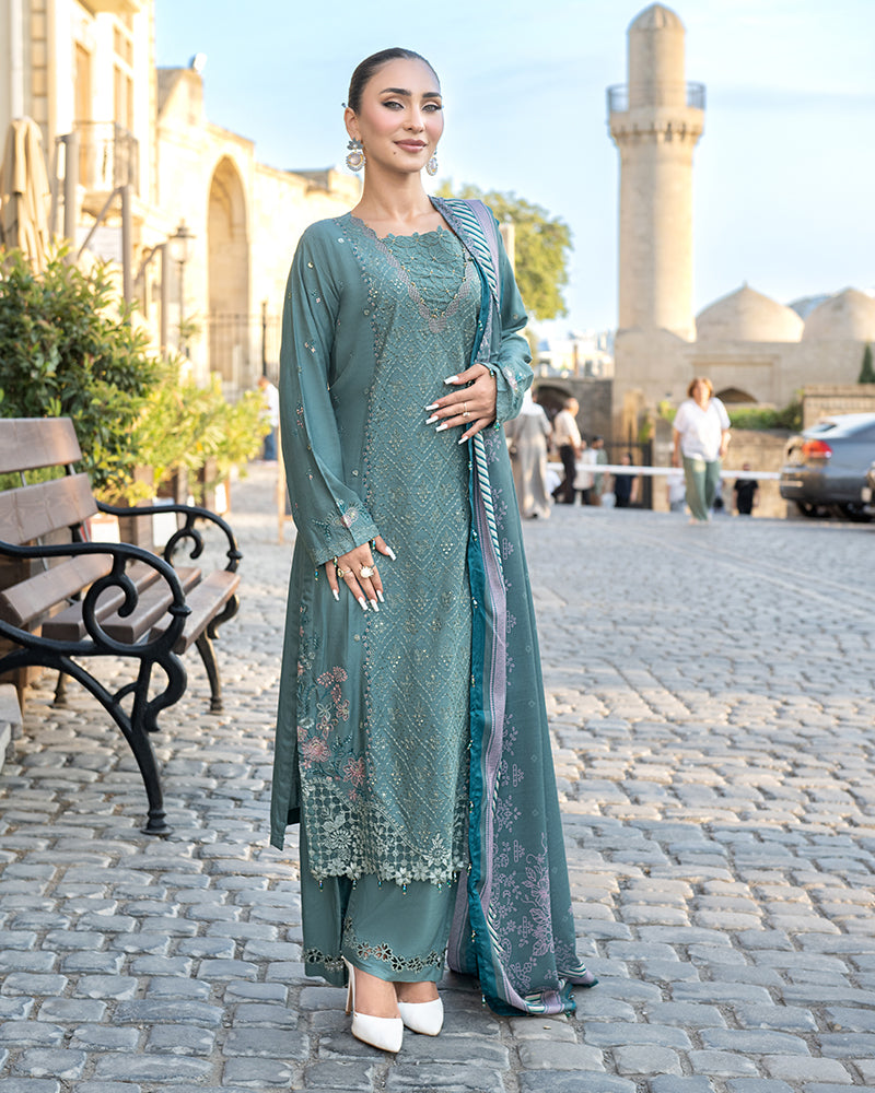 3-PC Stitched Baku Echoes Luxury Linen Mommy & Me By Allys | AL-1114
