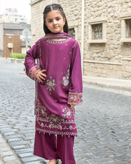 3-PC Stitched Baku Echoes Luxury Linen Mommy & Me By Allys | Kids-AL-1114