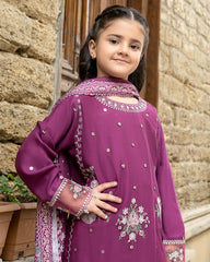 3-PC Stitched Baku Echoes Luxury Linen Mommy & Me By Allys | Kids-AL-1114