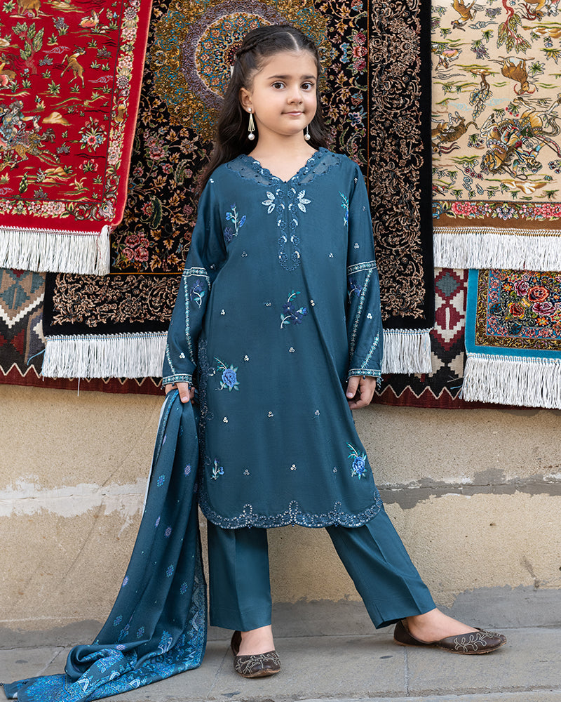 3-PC Stitched Baku Echoes Luxury Linen Mommy & Me By Allys | Kids-AL-1110