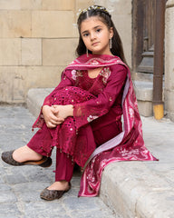 3-PC Stitched Baku Echoes Luxury Linen Mommy & Me By Allys | Kids-AL-1111