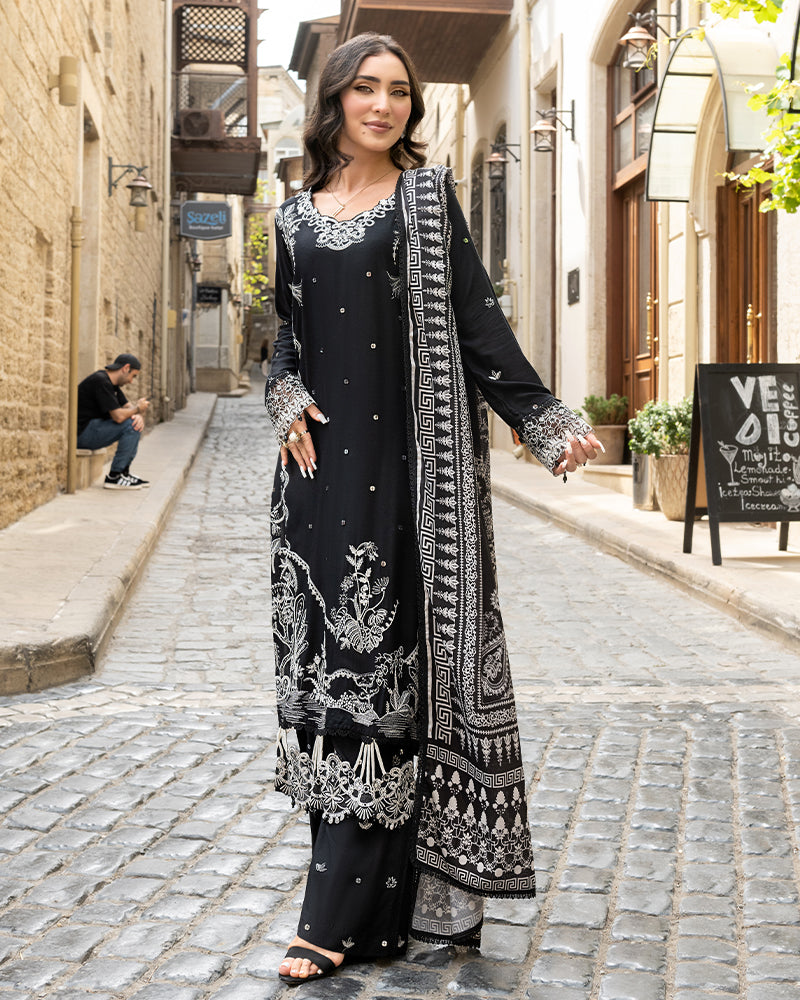 3-PC Stitched Baku Echoes Luxury Linen Mommy & Me By Allys | AL-1112