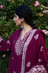 ZW24-12 Afreen | 3Pc Unstitched Suit Embroidered Winter By Zaha