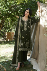 ZW24-01 Sabaaz | 3Pc Unstitched Suit Embroidered Winter By Zaha