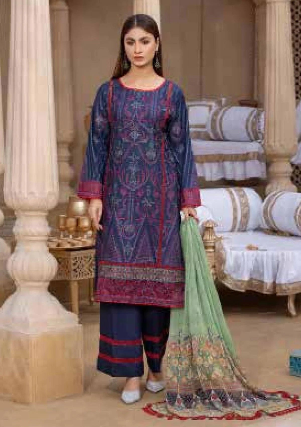 WP 301 Unstitched Pure Viscose Embroidered - 3PC - Kashish By Wania