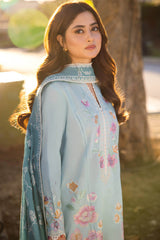 GIZEM | ZL24-14 B | 3PC Unstitched Lawn By Zaha