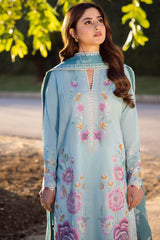 GIZEM | ZL24-14 B | 3PC Unstitched Lawn By Zaha