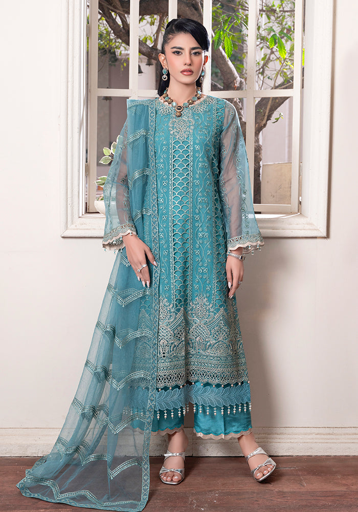 Fairy Blue | 3Pc Unstitched Suit Embroidered Oranza Zewar By Altan Official