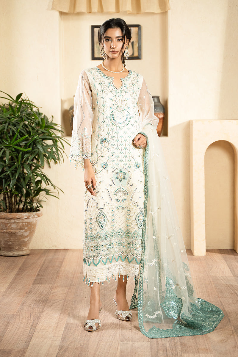 Ethereal Glow | 3Pc Unstitched Suit Embroidered Organza Aurora By AZU