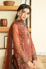 Lunar Veil | 3Pc Unstitched Suit Embroidered Organza Aurora By AZU