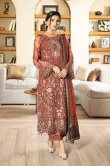 Lunar Veil | 3Pc Unstitched Suit Embroidered Organza Aurora By AZU