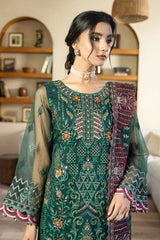 Dusk Allure | 3Pc Unstitched Suit Embroidered Organza Aurora By AZU