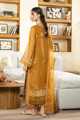 Golden Horizon | 3Pc Unstitched Suit Embroidered Organza Aurora By AZU