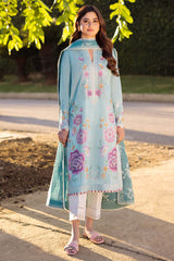 GIZEM | ZL24-14 B | 3PC Unstitched Lawn By Zaha