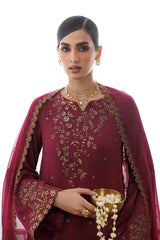 3Pc Embroidered Chiffon Unstitched Suit By Iznik