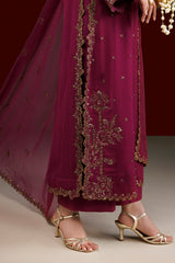 3Pc Embroidered Chiffon Unstitched Suit By Iznik