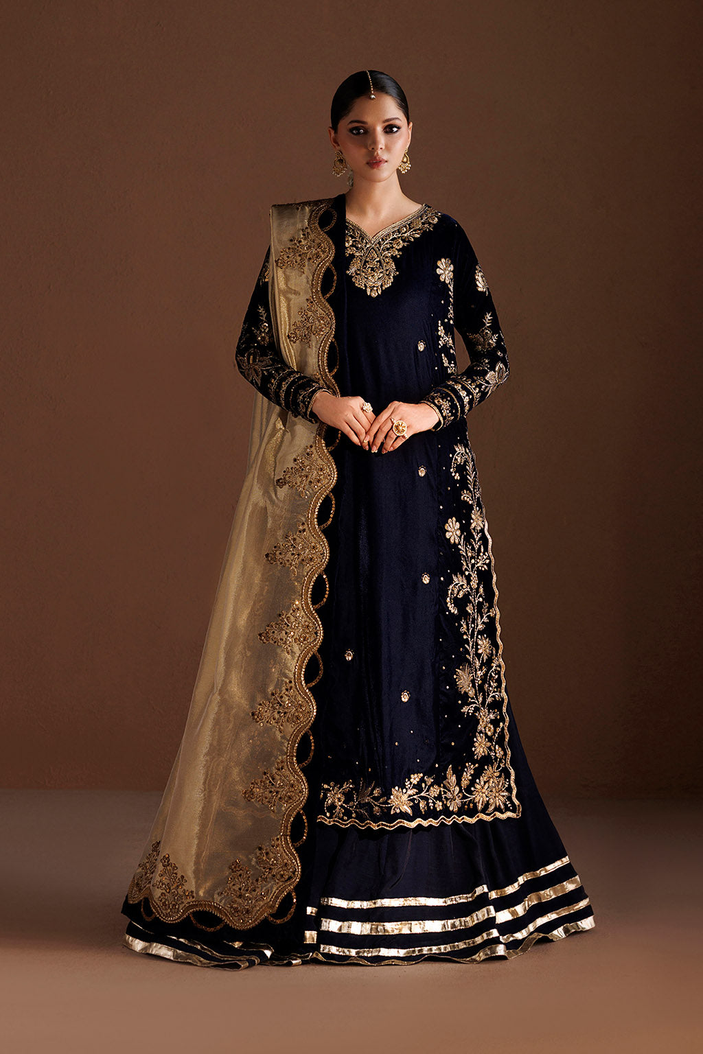 Embroidered Velvet & Organza 3pcs Suit By IZNIK