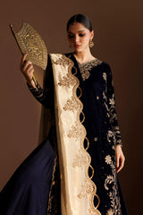 Embroidered Velvet & Organza 3pcs Suit By IZNIK