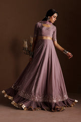 Embroidered Velvet Lehanga Front & Back: Embroidered Velvet By IZNIK