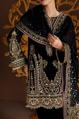 Embroidered Velvet 3pcs Suit By IZNIK