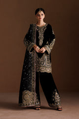 Embroidered Velvet 3pcs Suit By IZNIK