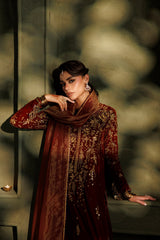 Embroidered Velvet & Organza 3pcs Suit By IZNIK