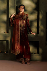 Embroidered Velvet & Organza 3pcs Suit By IZNIK