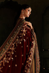 Dyed Cosmos Silk Embroidered Velvet Shawl 3pcs By IZNIK