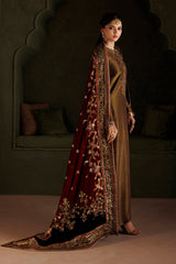 Dyed Cosmos Silk Embroidered Velvet Shawl 3pcs By IZNIK