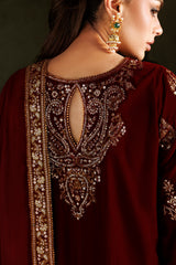 Embroidered Velvet & Organza 3pcs Suit By IZNIK