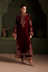 Embroidered Velvet & Organza 3pcs Suit By IZNIK