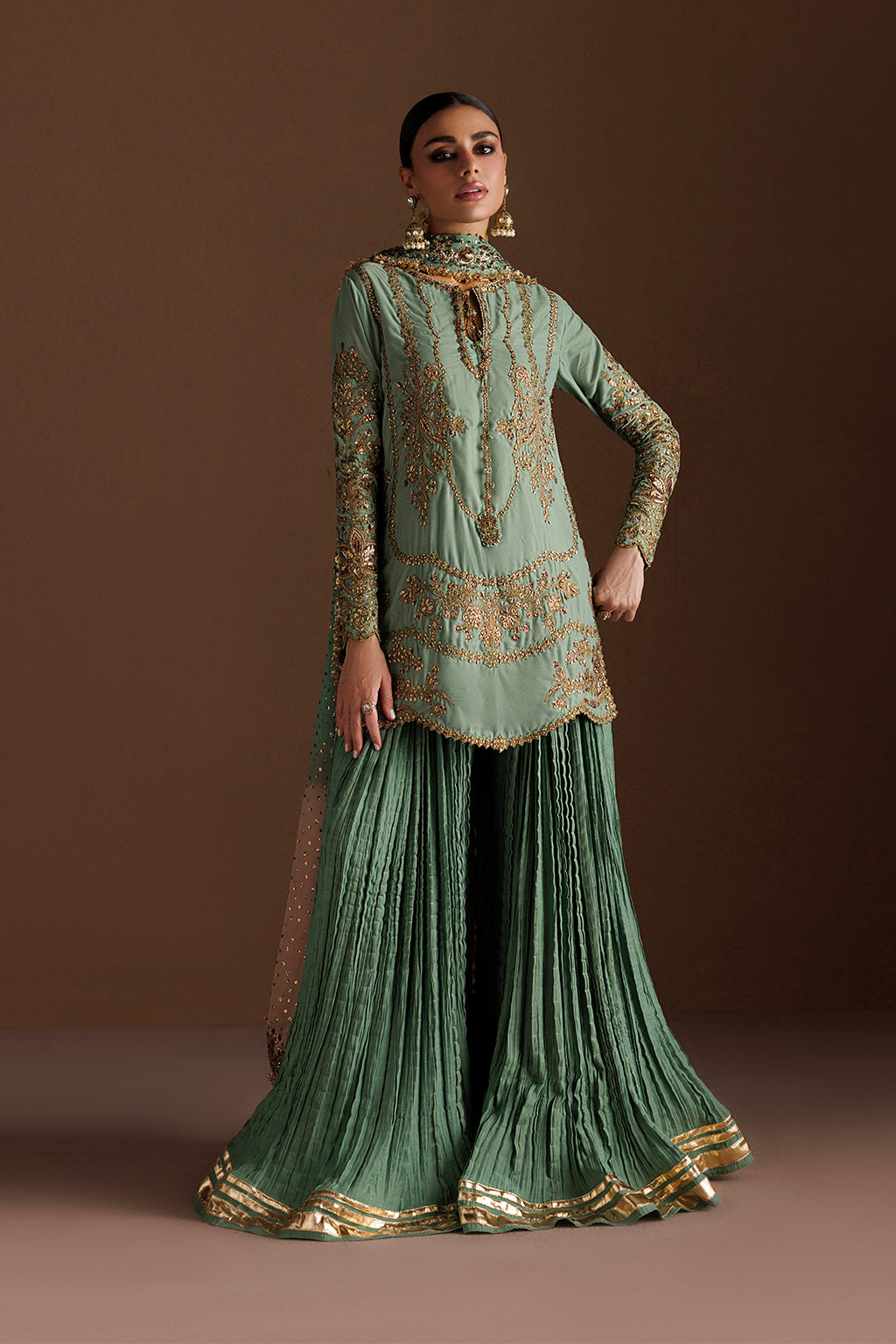 Embroidered Velvet & Organza 3pcs Suit By IZNIK