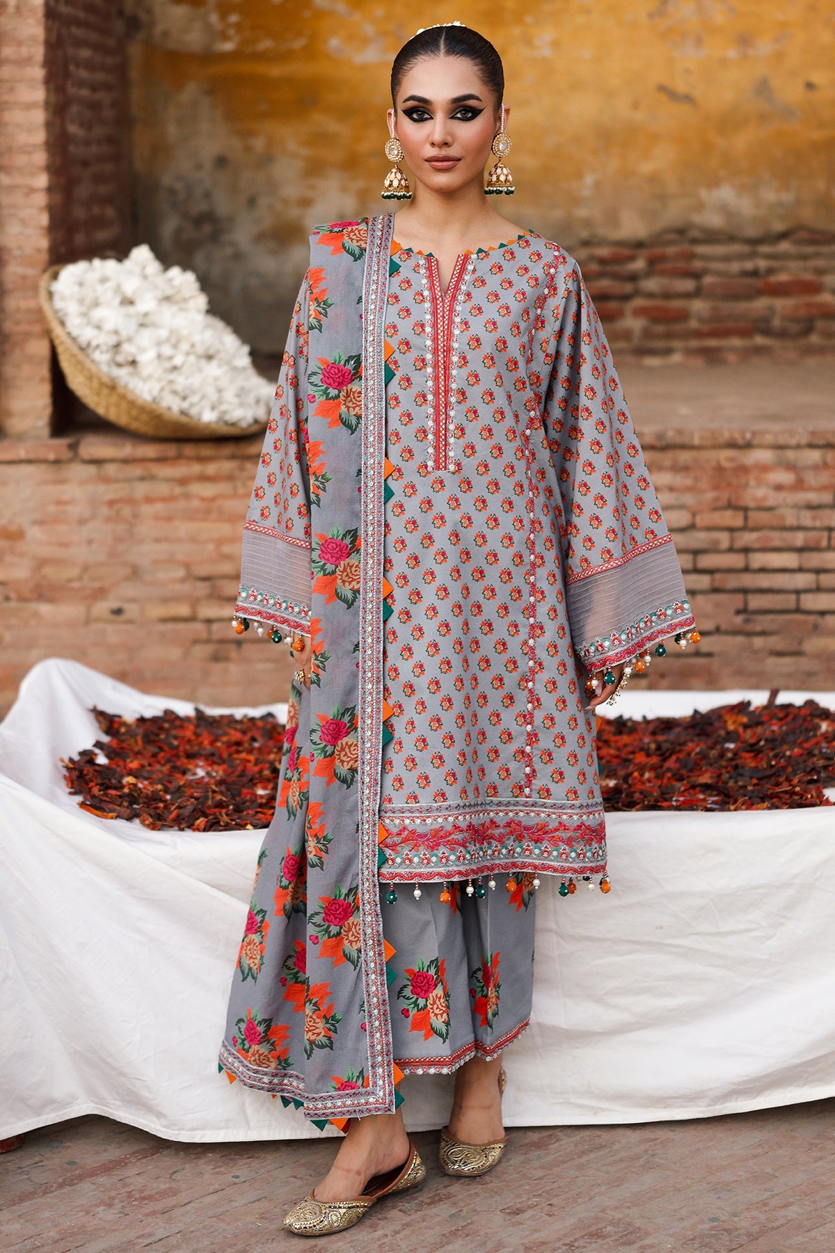 3-PC Unstitched Embroidered printed Lawn By Charizma | CH6-04