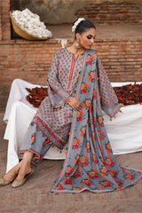 3-PC Unstitched Embroidered printed Lawn By Charizma | CH6-04