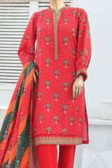 Bin Saeed Stitched 3 Piece Printed Khaddar Collection'2023-WKF-015-Red