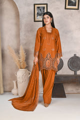 3-PC Unstitched Lawn Embroidered Shirt Crinkle Embroidered Dupatta Laaj By Wania | WL-362