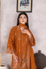 3-PC Unstitched Lawn Embroidered Shirt Crinkle Embroidered Dupatta Laaj By Wania | WL-362