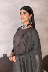 3-PC Unstitched Lawn Embroidered Shirt Crinkle Embroidered Dupatta Laaj By Wania | WL-362