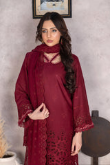 3-PC Unstitched Lawn Embroidered Shirt Crinkle Embroidered Dupatta Laaj By Wania | WL-362