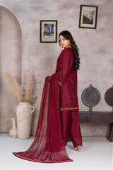 3-PC Unstitched Lawn Embroidered Shirt Crinkle Embroidered Dupatta Laaj By Wania | WL-362