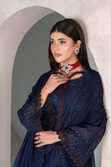 3-PC Unstitched Lawn Embroidered Shirt Crinkle Embroidered Dupatta Laaj By Wania | WL-362