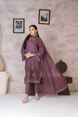 3-PC Unstitched Lawn Embroidered Shirt Crinkle Embroidered Dupatta Laaj By Wania | WL-362