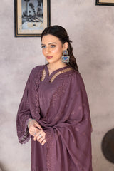 3-PC Unstitched Lawn Embroidered Shirt Crinkle Embroidered Dupatta Laaj By Wania | WL-362